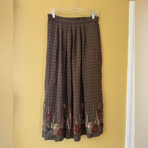 Elegant Brown Guitar Patterned Skirt